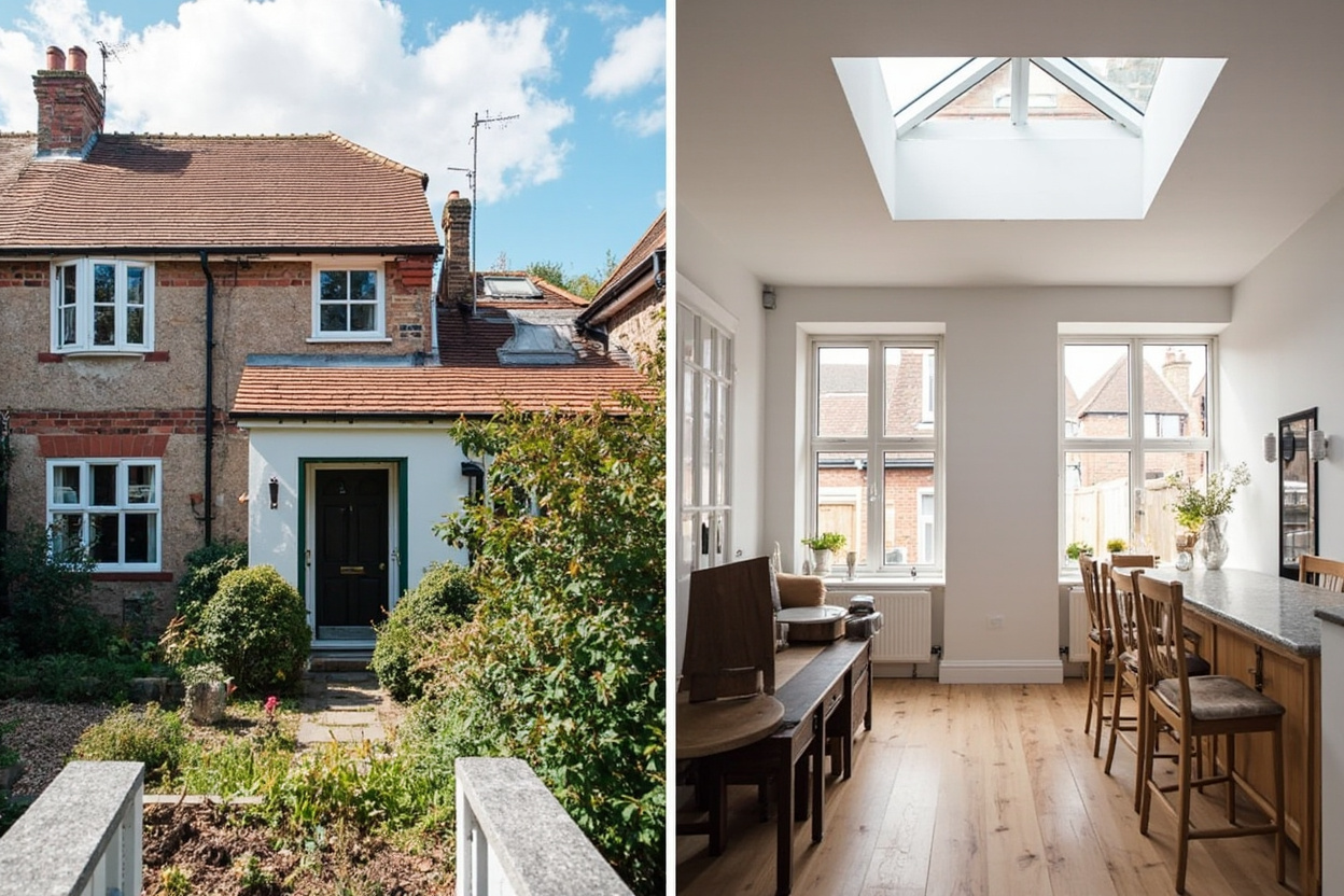 Photoreal comparison image for extension versus loft conversion